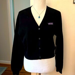 Vans M boxy cardigan black with purple logo NWT nice for cool evening or office